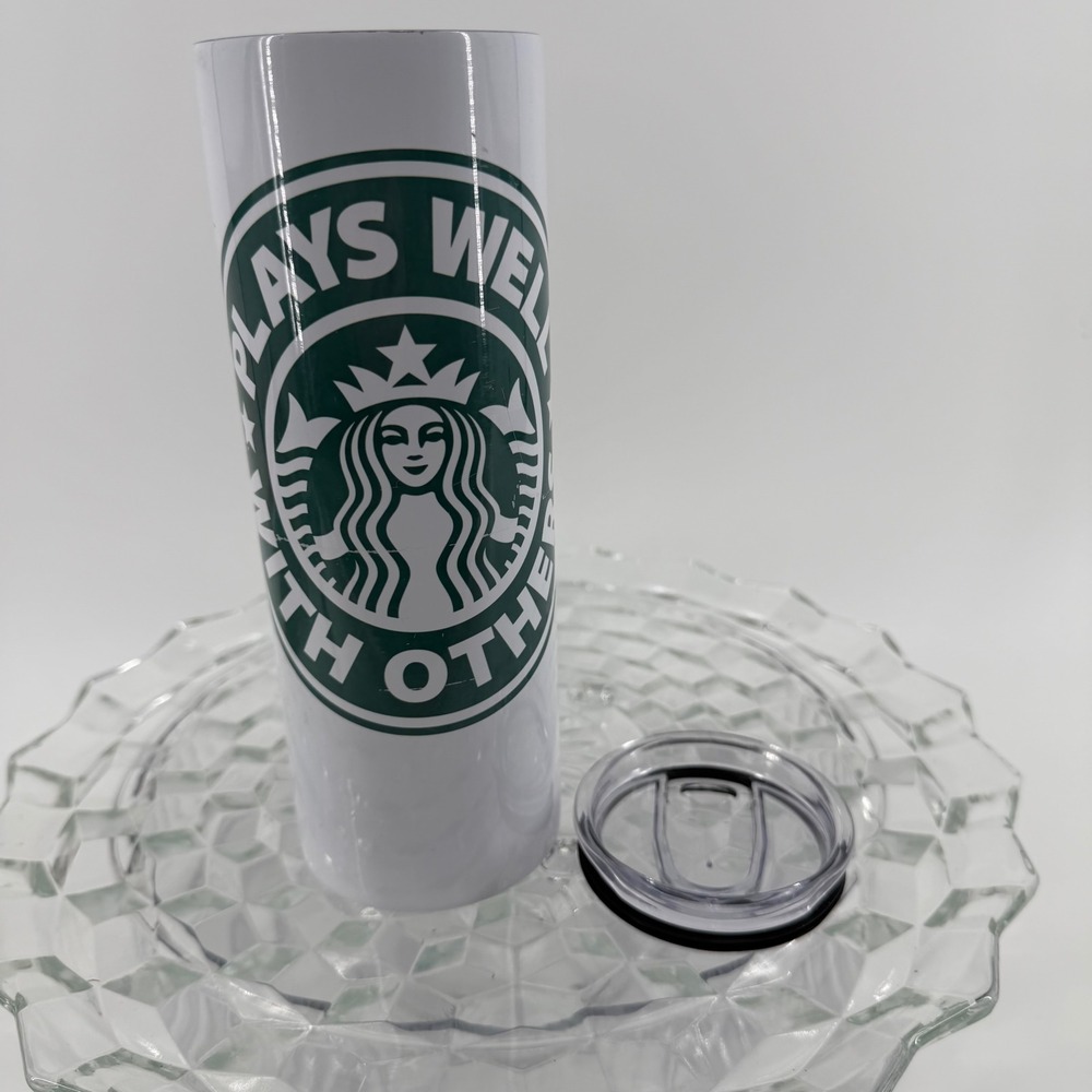 Starbucks Inspired Tumbler 20 oz White‎ Green Logo Travel Coffee Cup